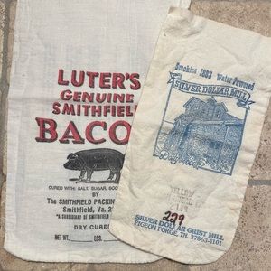 Vintage bags: Luter's Genuine Smithfield Bacon AND Silver Dollar City Corn Meal